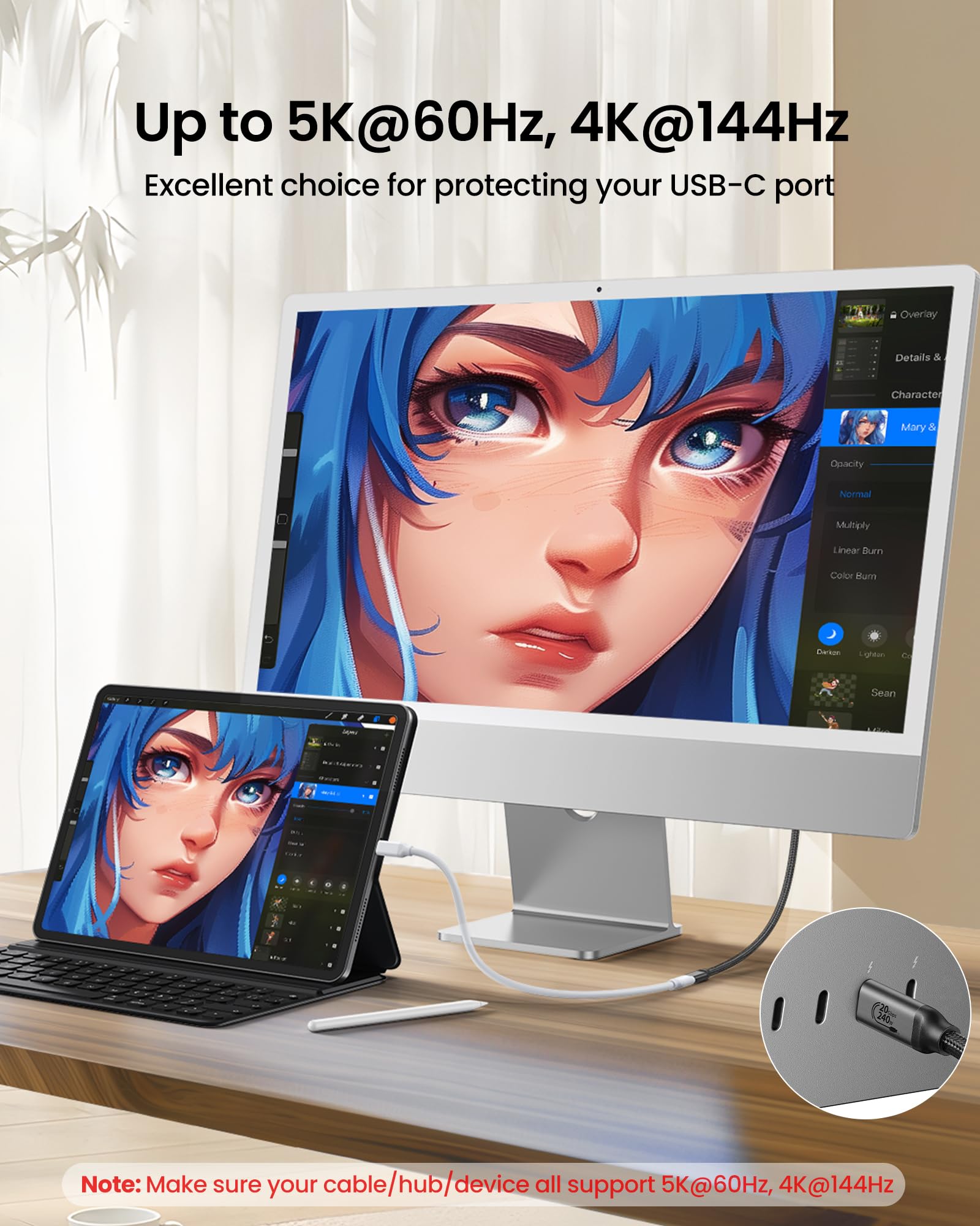 Silkland Cavo Prolunga USB C 1M Maschio a Femmina, 20Gbps USB 3.2 Gen 2×2, Cavo USB C 240W 48V/5 A, 5K@60Hz, 4K@144Hz, Prolunga Tipo C per iPhone 16 15, MacBook Pro/Air, iPad Pro, PSSD, Dock