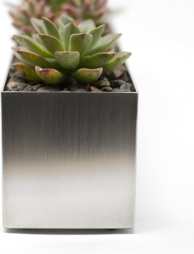 Miniatura 7 de Buhbo Maceta rectangular moderna de 16 pulgadas, acero inoxidable cepillado