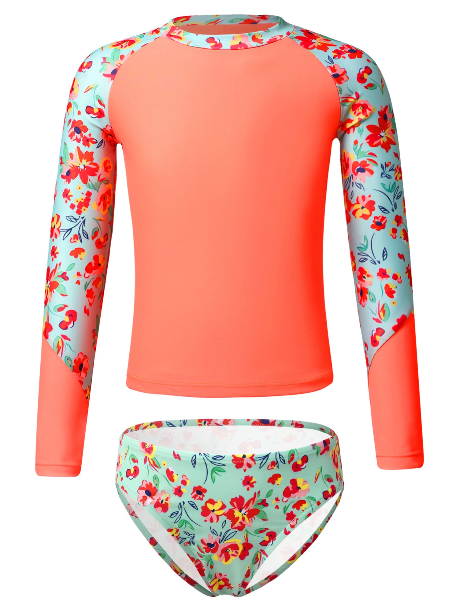 IEFIEL Traje de Baño Protección Solar UV 50 para Niñas Camiseta Larga de Deportiva y Braga Bikini Bañadores Surf Piscina Playa Ropa de Baño 3-16 Años