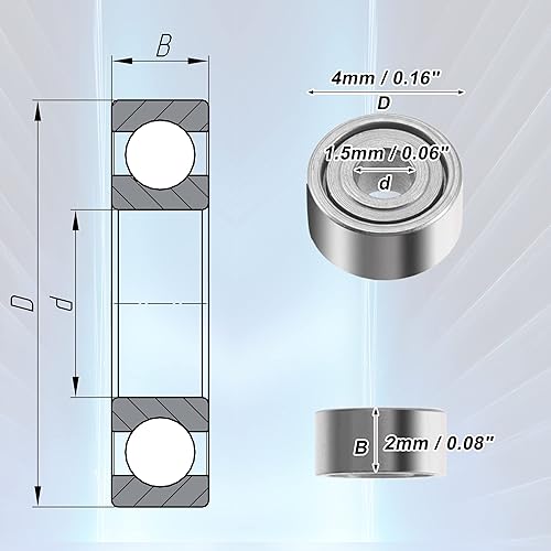 Miniatura 3 de ACROPIX 681XZZ Rodamientos de doble blindaje prelubricado de bolas de ranura profunda de 0.059 x 0.157 x 0.079 in, tono plateado, paquete de 10