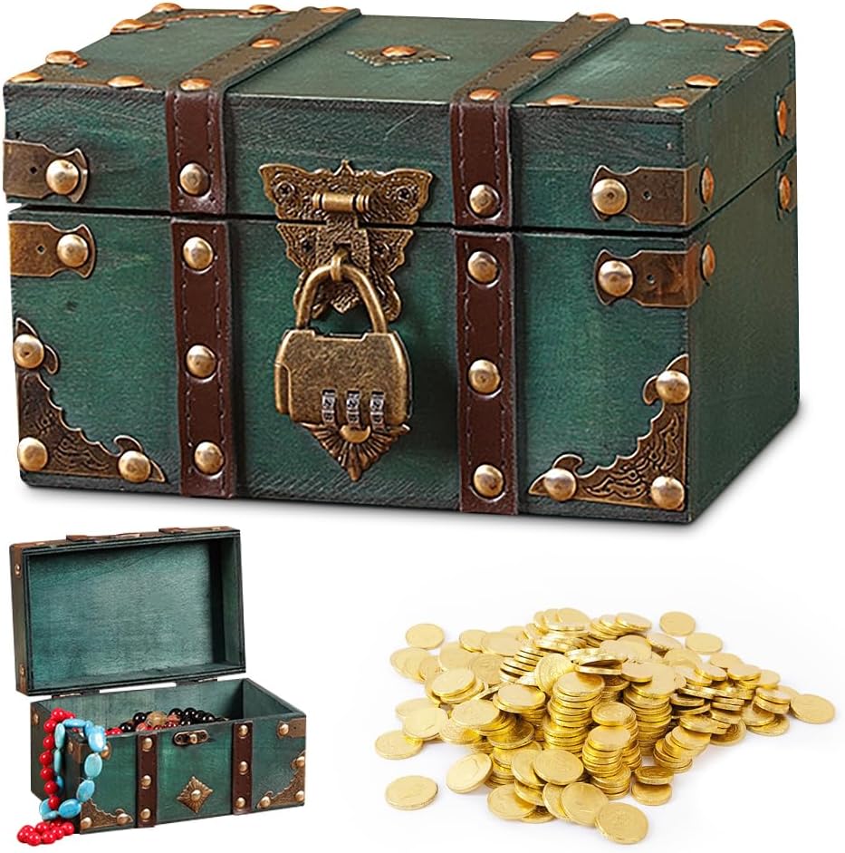 MytaYt Vintage Schatztruhe aus Holz Schatzkiste Kinder Holz Schatztruhe ...