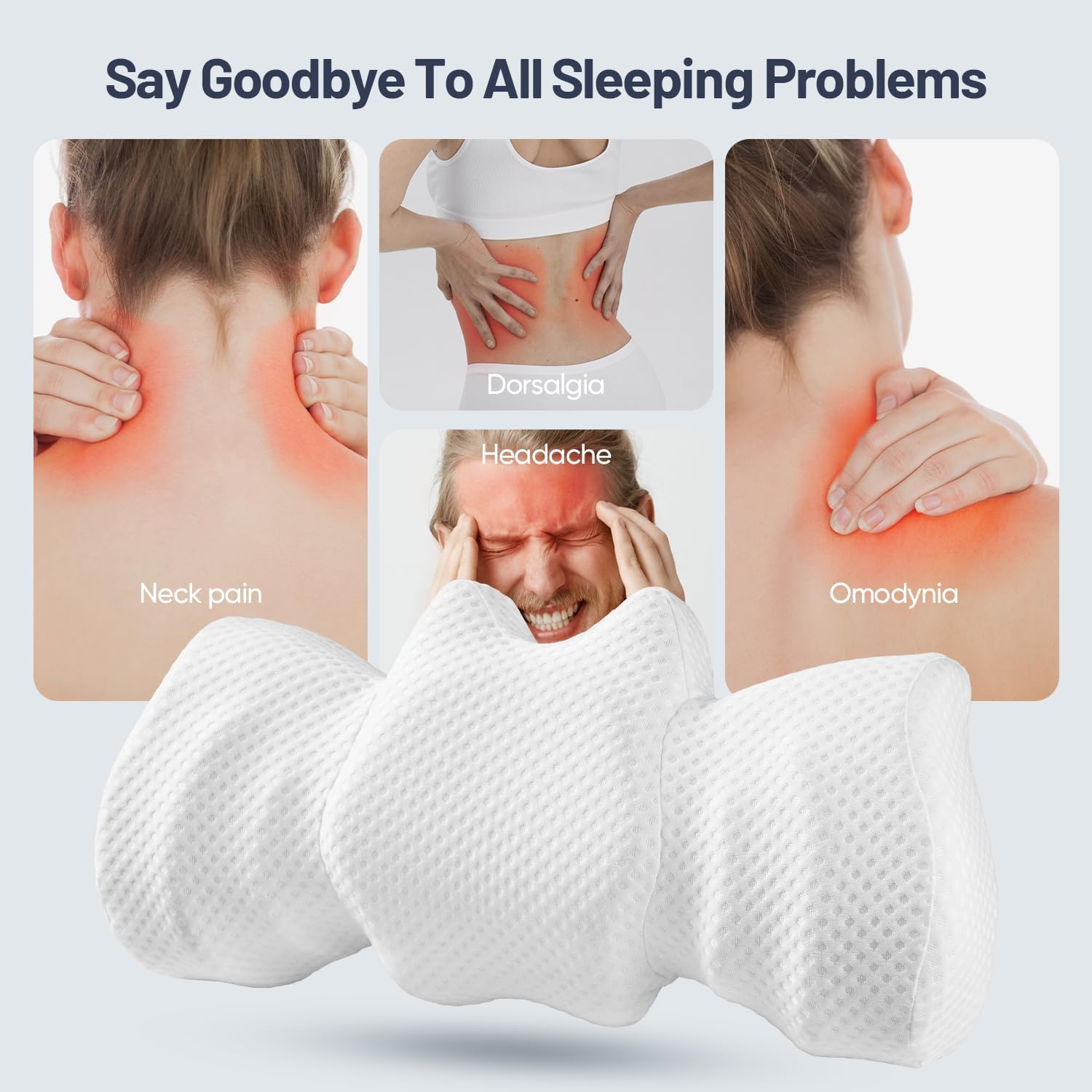 Cervical Pillow for Neck and Shoulder, Portable Pillow Ergonomic Neck Support, Memory Foam Travel Pillow for Neck & Back Pain Relief, Comfortable for Bedroom, Office, Car, Camping