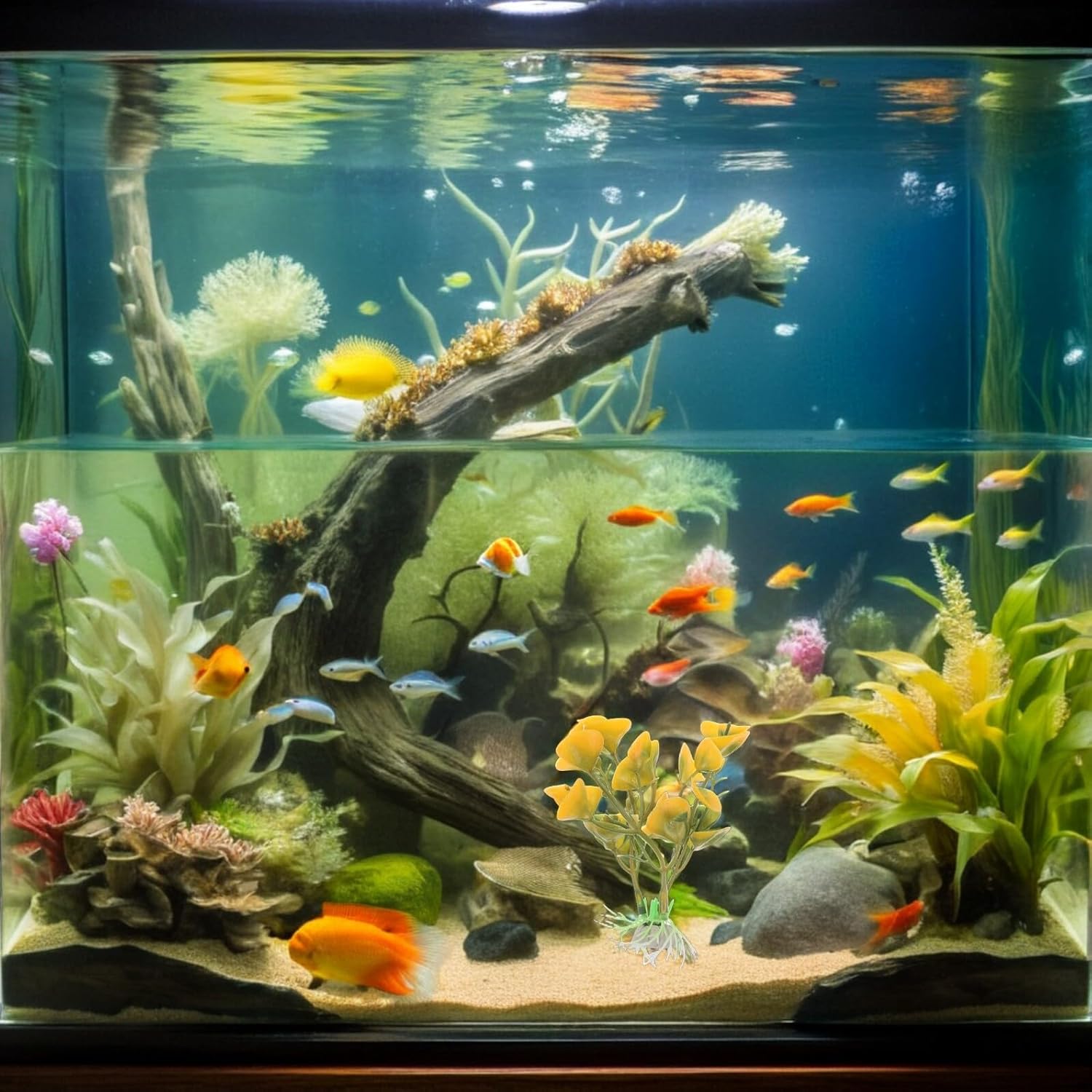 BESPORTBLE 50pcs Fish Tank Artificial Plants Plastic Aquarium Decorations Realistic Simulation Water Plants for Freshwater Fish Tanks Aquatic Landscaping