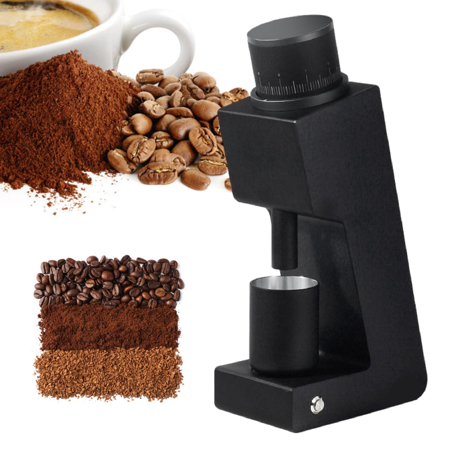 SENJINGHUA Electric Burr Coffee Grinder w/Adjustable Precise Coarseness Settings - Conical Burr - Precision Coffee Bean Grinder for Home Use - Aviation Grade Aluminum,Black