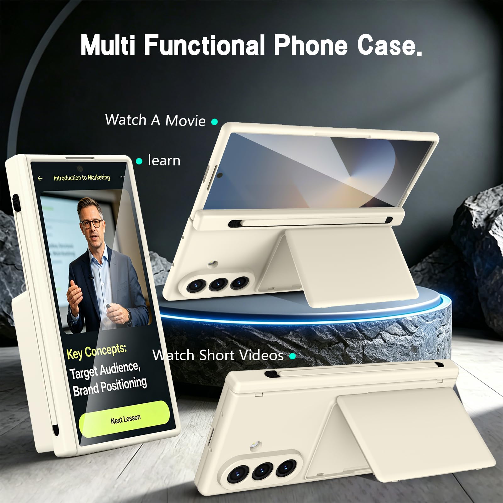 COQUE Etui na telefon Galaxy Z Fold 8 Ultra, odporne na uderzenia, z przegródką na karty i stojakiem, wbudowanym rysikiem i folią ochronną na wyświetlacz, etui na telefon komórkowy do Samsung Galaxy Z