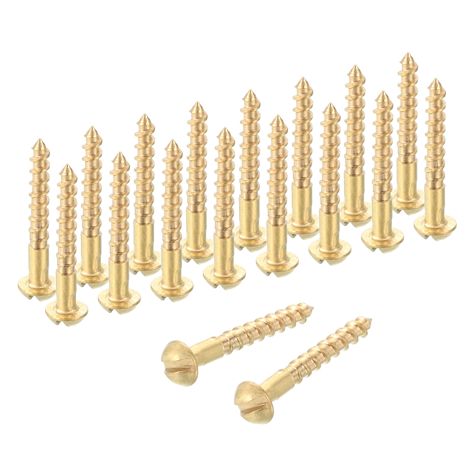 sourcing map Wood Screws, M1.6 x 12mm Brass Slotted Round Head Self Tapping Screw Quick Metal Self-Tapping for Indoor Household Appliances Furniture Woodworking Pack of 58