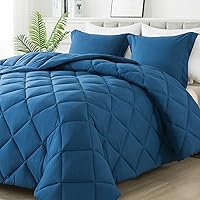 Vista 10 de HYLEORY Juego de edredón tamaño Queen con 2 fundas de almohada - Edredón de cama alternativo al plumón para todas las estaciones - Ligero - Lavable