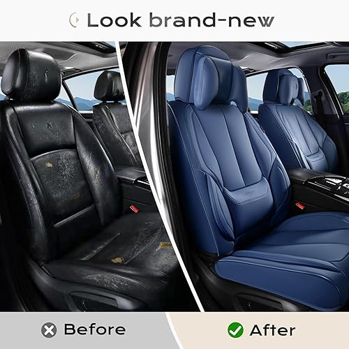 Miniatura 152 de Coverado - Fundas para asientos delanteros de automóvil, 2 piezas - Cojín de piel Nappa, protectores impermeables de ajuste universal para sedanes