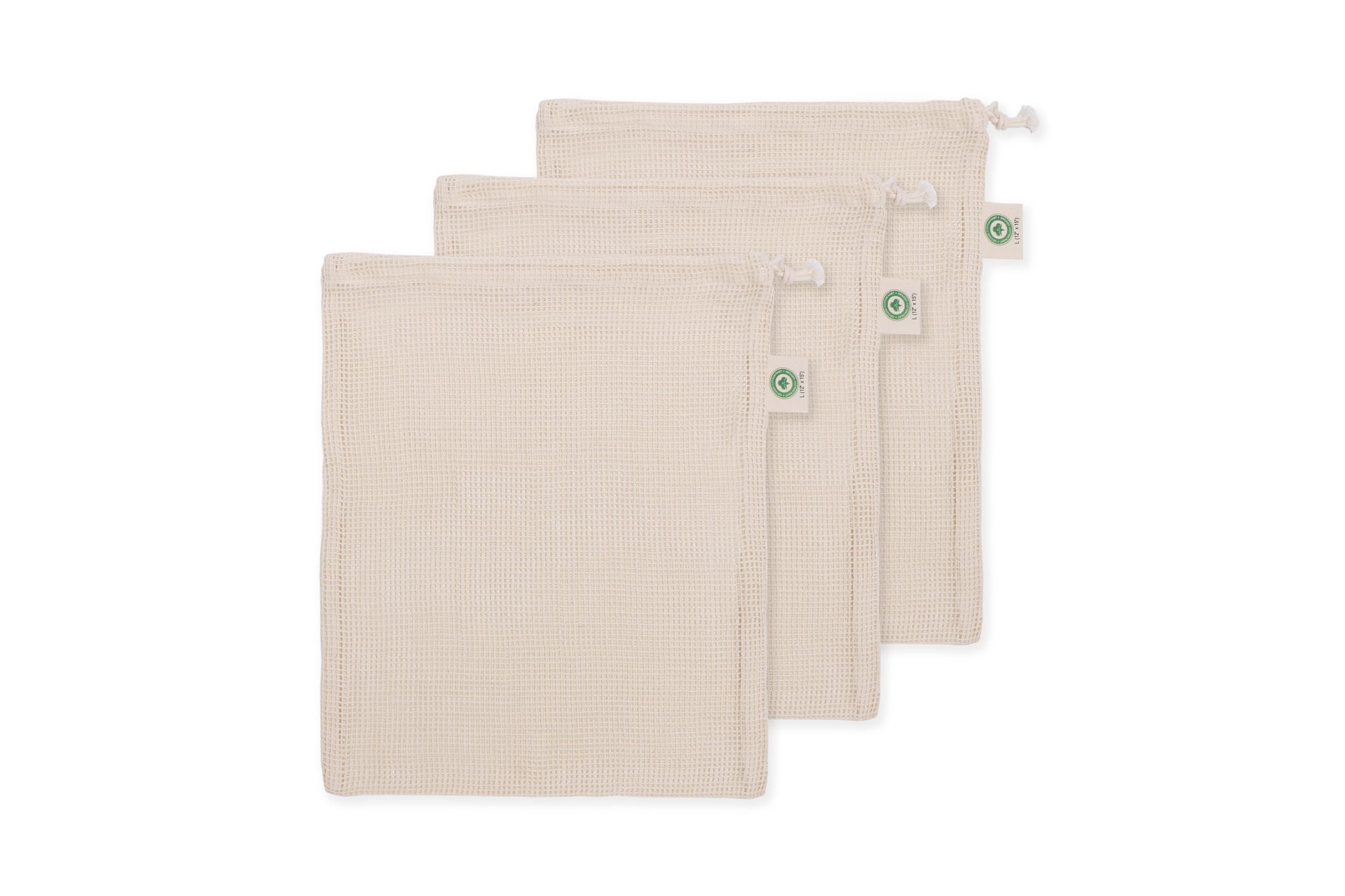 Cotton Mesh Laundry Bags - 3 Pack Large Bags for Washing Machine – Easy Drawstring Closure, Microplastic-free and Sustainable Laundry Bags for Underwear and Bra