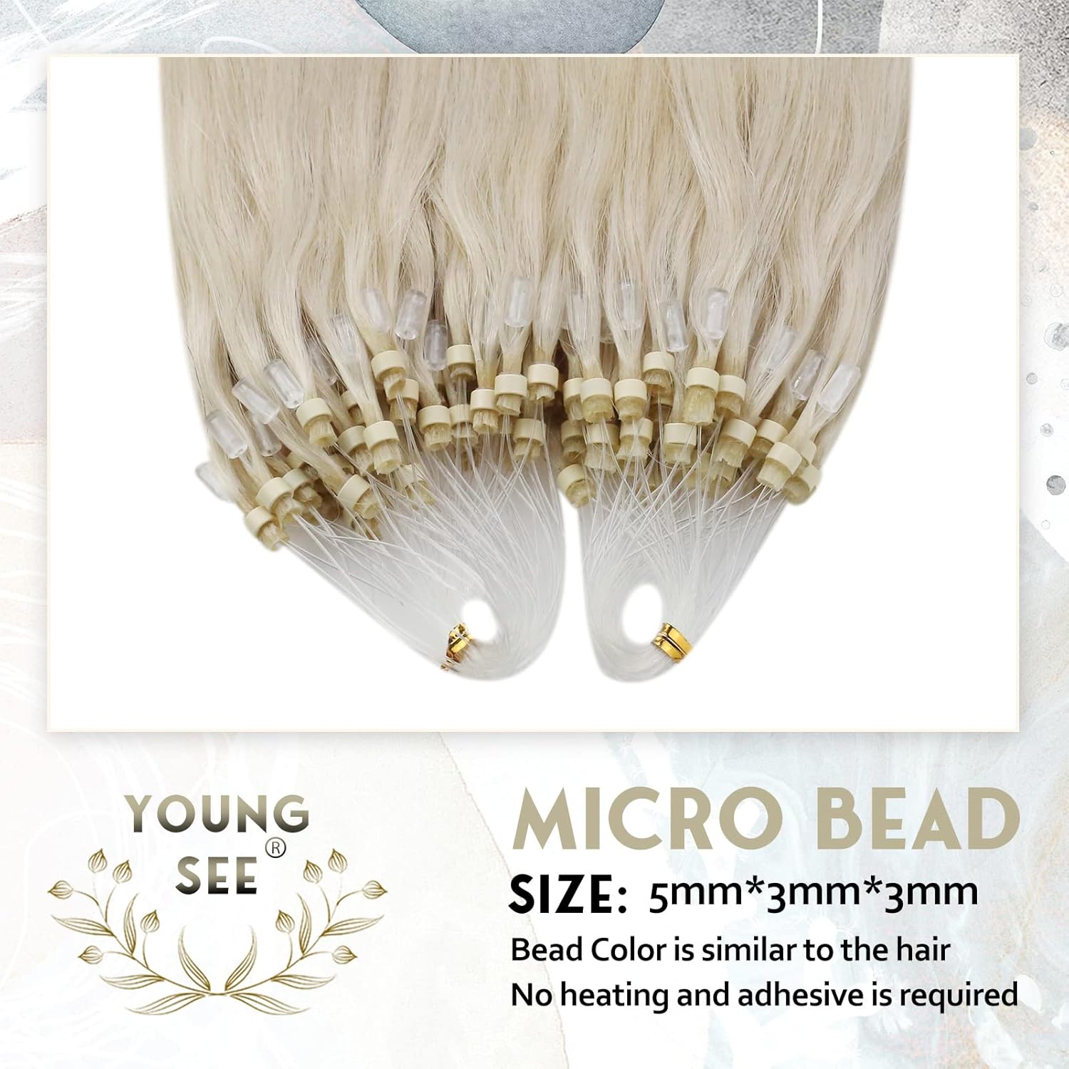 YoungSee Micro Loop Hair Extensions Blonde 14inch Short Straight Micro Beads Hair Extensions Platinum Blonde Microring Human Hair Extension White Blonde for Women 50g Cold Fusion 50s Lightweight - Image 5