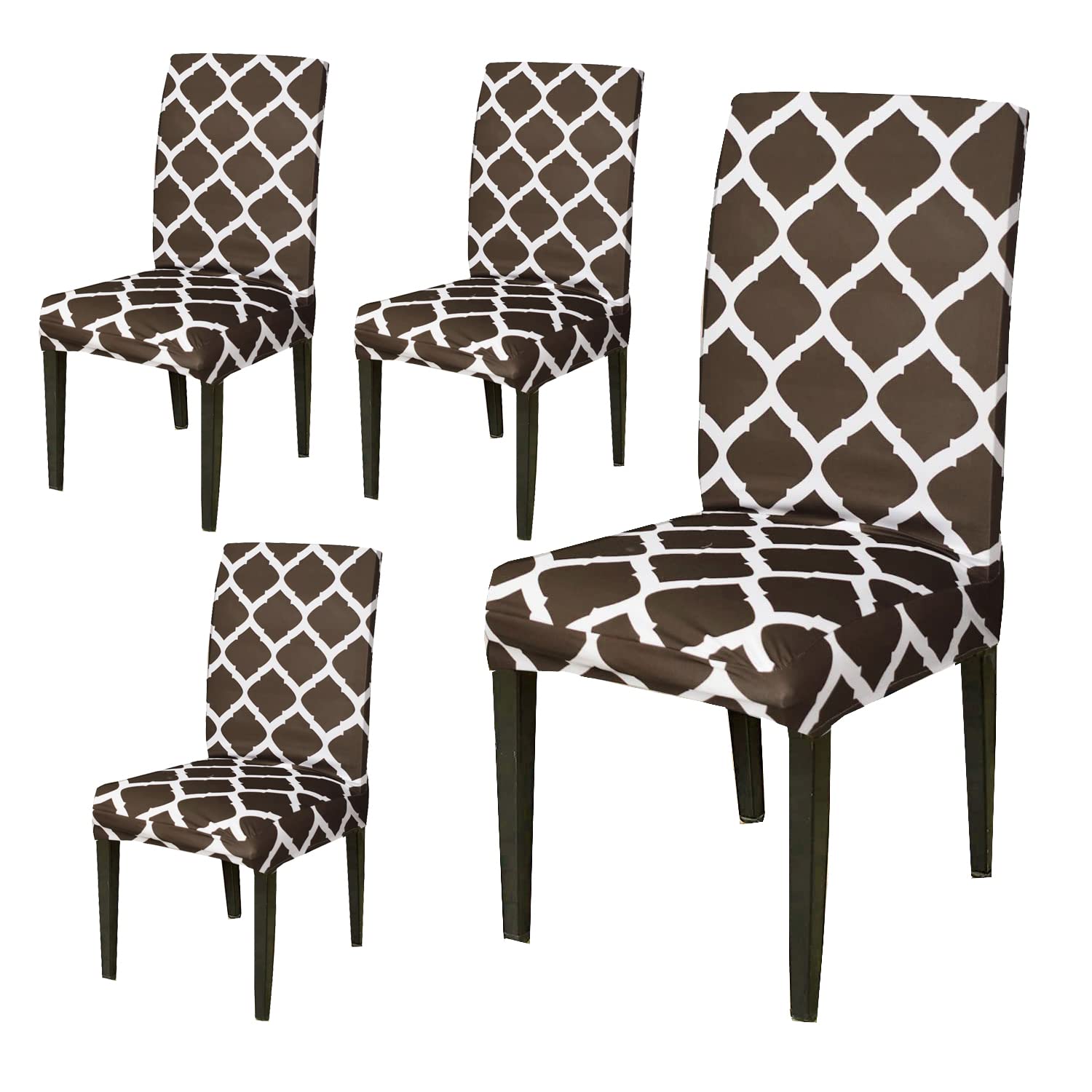 Weavers Villa Elastic Chair Cover Stretch Removable Washable Short Dining Chair Cover Protector Seat Slipcover (Pack of 4, Brown) (B0C6593TSQ) Amazon Price History, Amazon Price Tracker