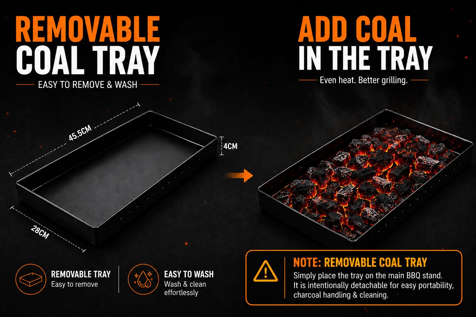 Charcoal BBQ Grill Set - Rotatable & Portable -4