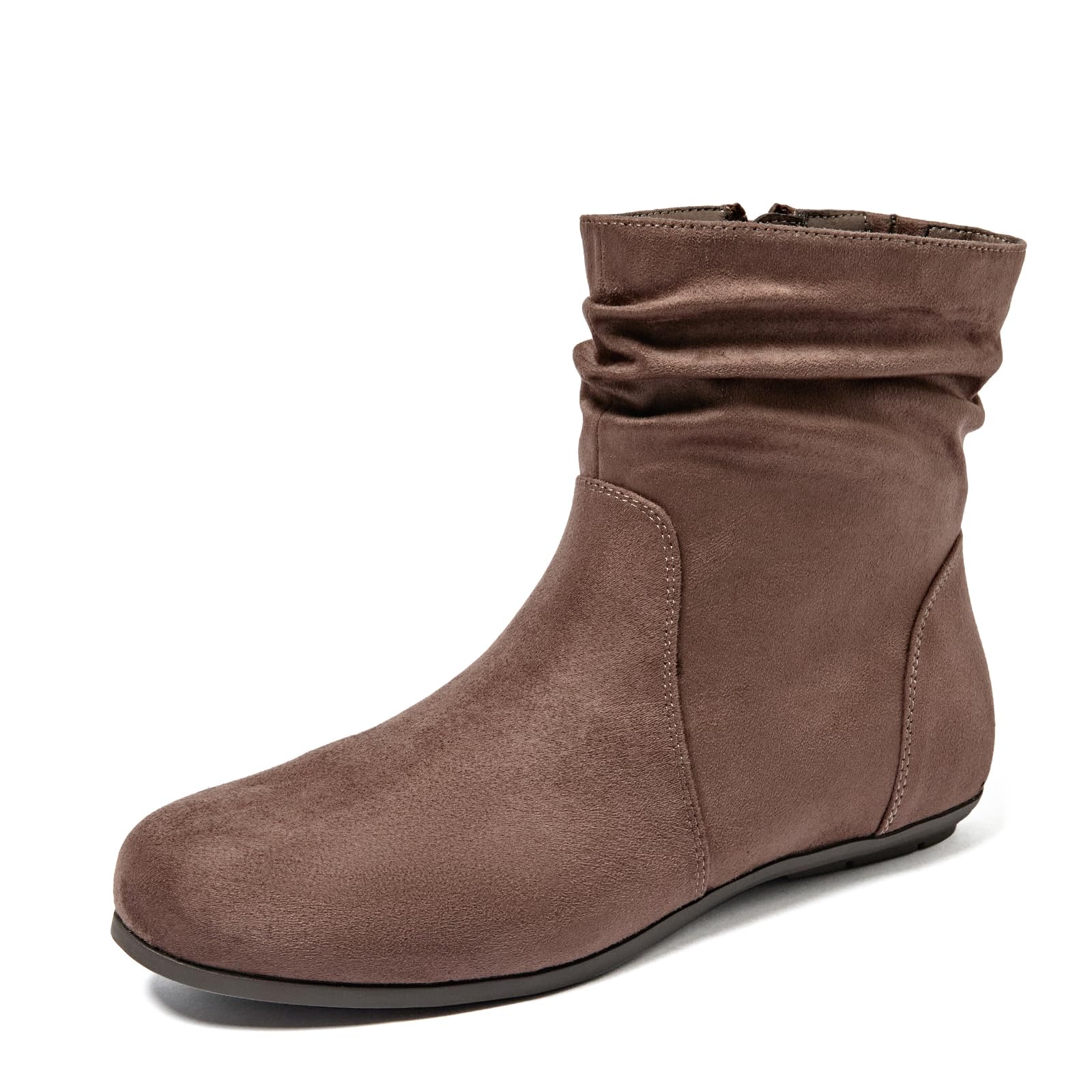 Luoika Women's Wide Width Low Heel Side Zipper Ankle Boots