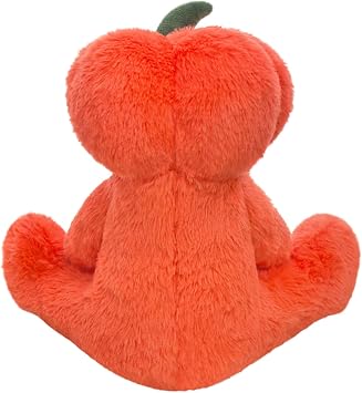 Scary Pumpkin Plush Stuffed Animal, Cute Furry Orange Pumpkin Toy, Soft Cuddly Plushie Hugger Toy for Boys Girls, Gifts for Kids or Girlfriend, 12 Inches