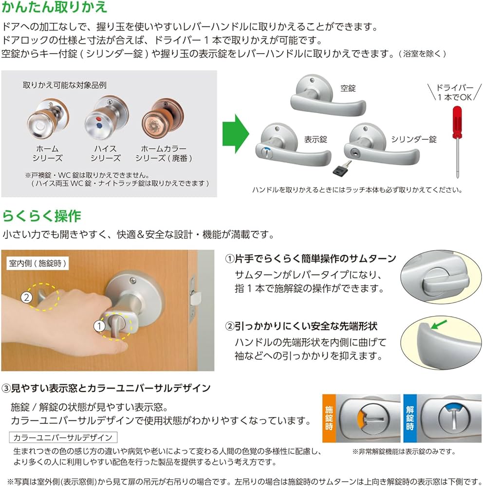 Amazon.co.jp: 川口技研 取替用レバーハンドル TKレバー 表示錠