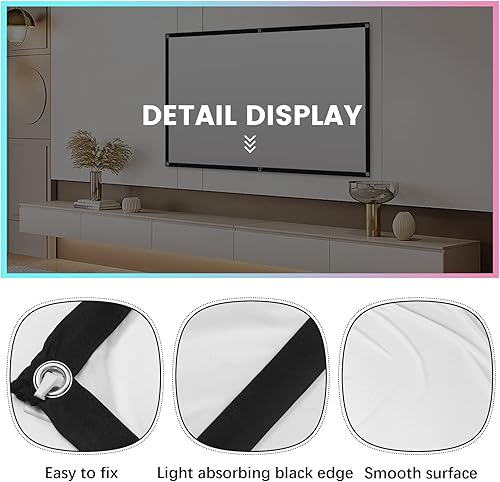 Miniatura 6 de Portable Projector Screen for Home Theater Outdoor HD White Foldable Anti-Crease (84Inch)