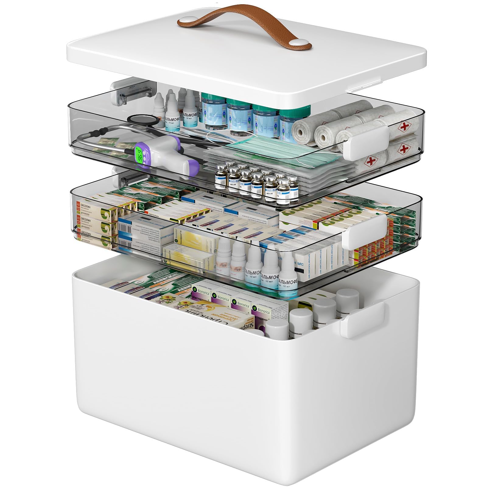 CTIME 3-Tier Medicine Organizer - Portable Medicine Cabinet with
