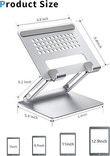Miniatura 2 de ALASHI Soporte para tablet para escritorio, soporte ajustable multiángulo, diseño ergonómico portátil plegable, elevador de tableta de metal premium