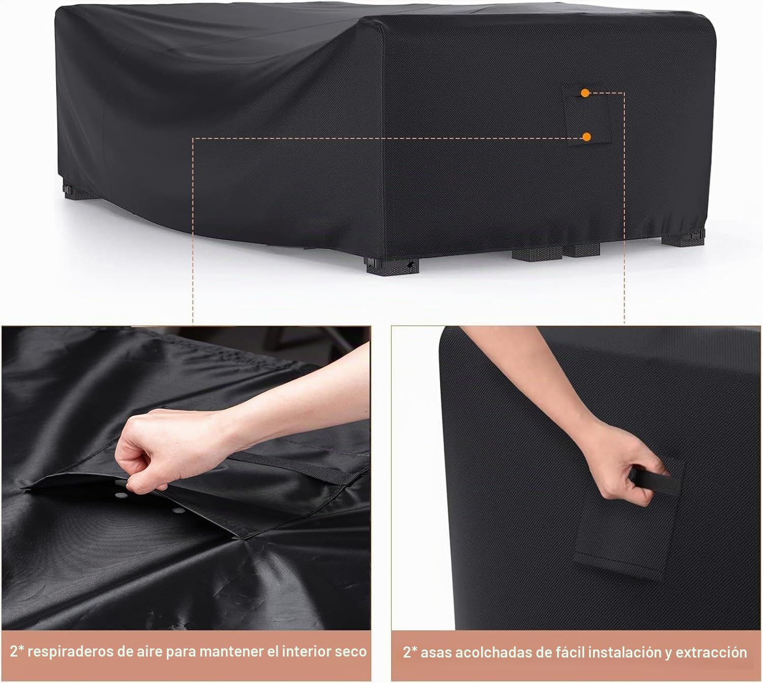 Funda Mesa Exterior Impermeable, 420D Tela Impermeable Resistente Al Polvo Y Al Desgarro, Aplicable A Mesa Jardin Exterior Muebles (213×132×74cm)