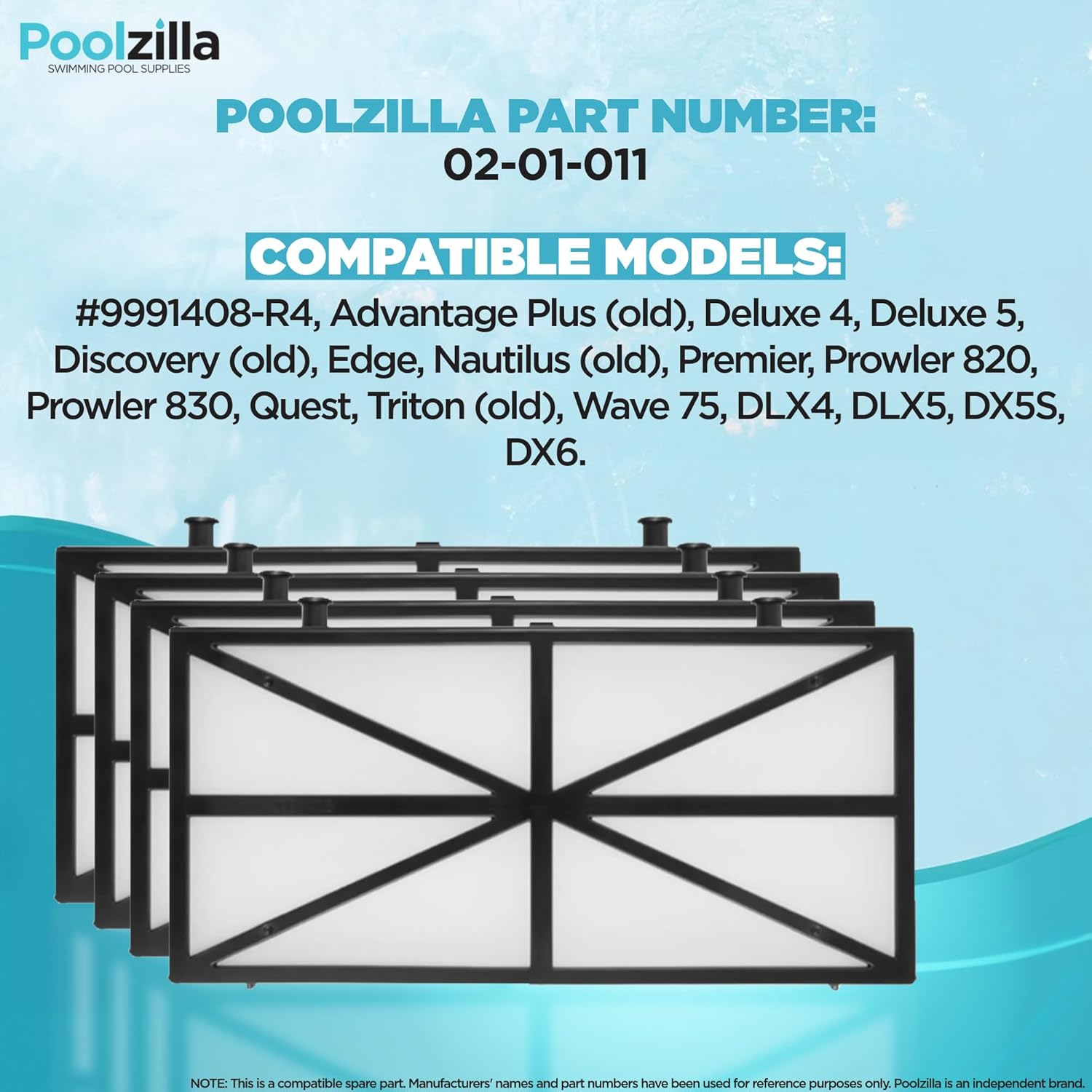 Poolzilla Ultra-Fine Pool Cleaner Filter Panels – Compatible with #9991408-R4, Dolphin DX6, Triton, Edge, Wave 75, Prowler 830 – Robotic Pool Cleaner Cartridge Replacement Set