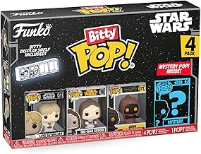 Funko Bitty POP! Star Wars - Luke Skywalker™, Obi-Wan Kenobi™, Jawa™ and A Surprise Mystery Mini Figure - 0.9 Inch (2.2 Cm) Collectable - Stackable Display Shelf Included - Gift Idea - Cake Topper