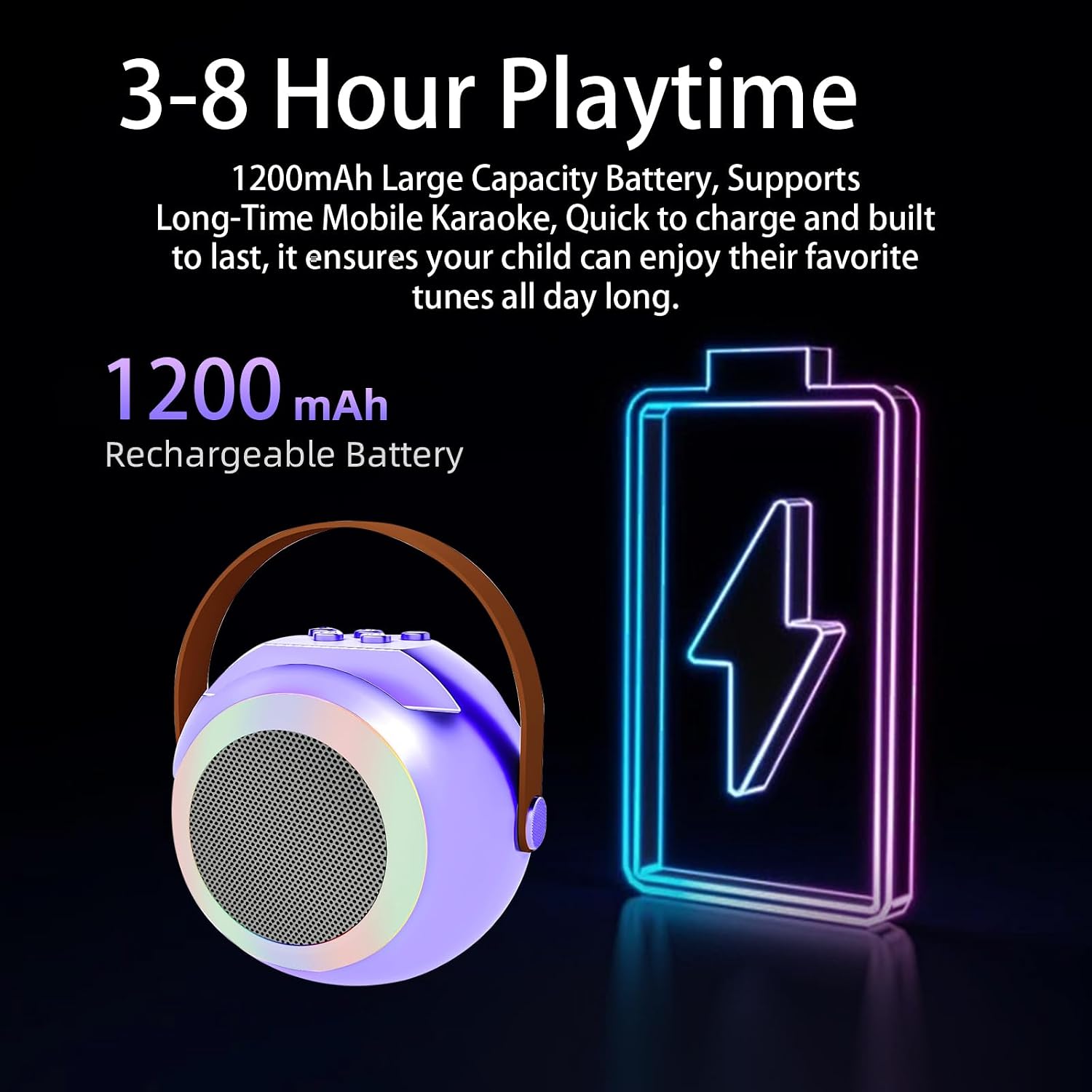 YF96 Mini Karaoke Machine for Kids - Built-in Phone Holder, Portable KTV Microphone Speaker, 7 Fun Sound Effects, Bluetooth, Type-C Charging, Perfect for Family Singing Purple