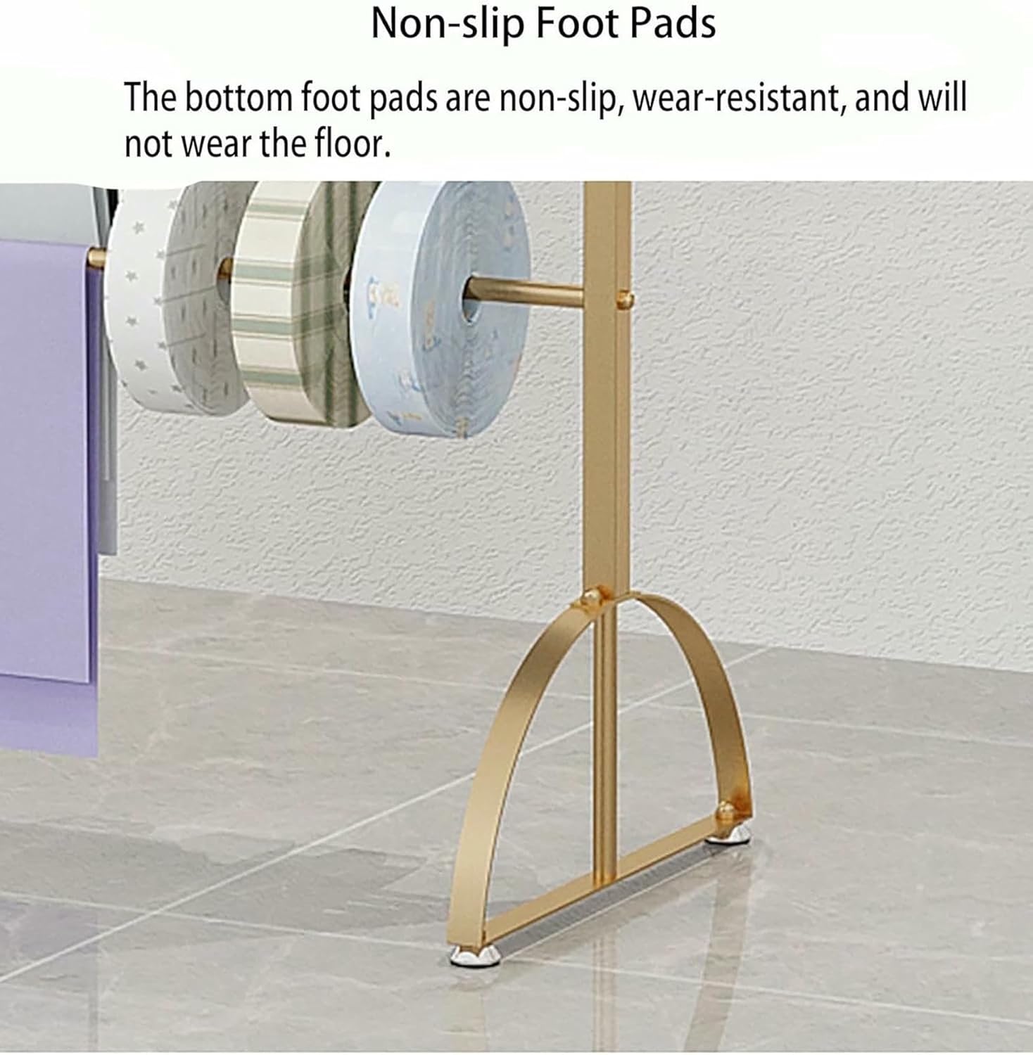 Freestanding Display Stand Holder for Flower Bouquet Ribbon/Wrapping Paper, Multi-Function Gold Metal Multi-Layer Towel Scarf Storage Organizer, Space-Saving(70cm)