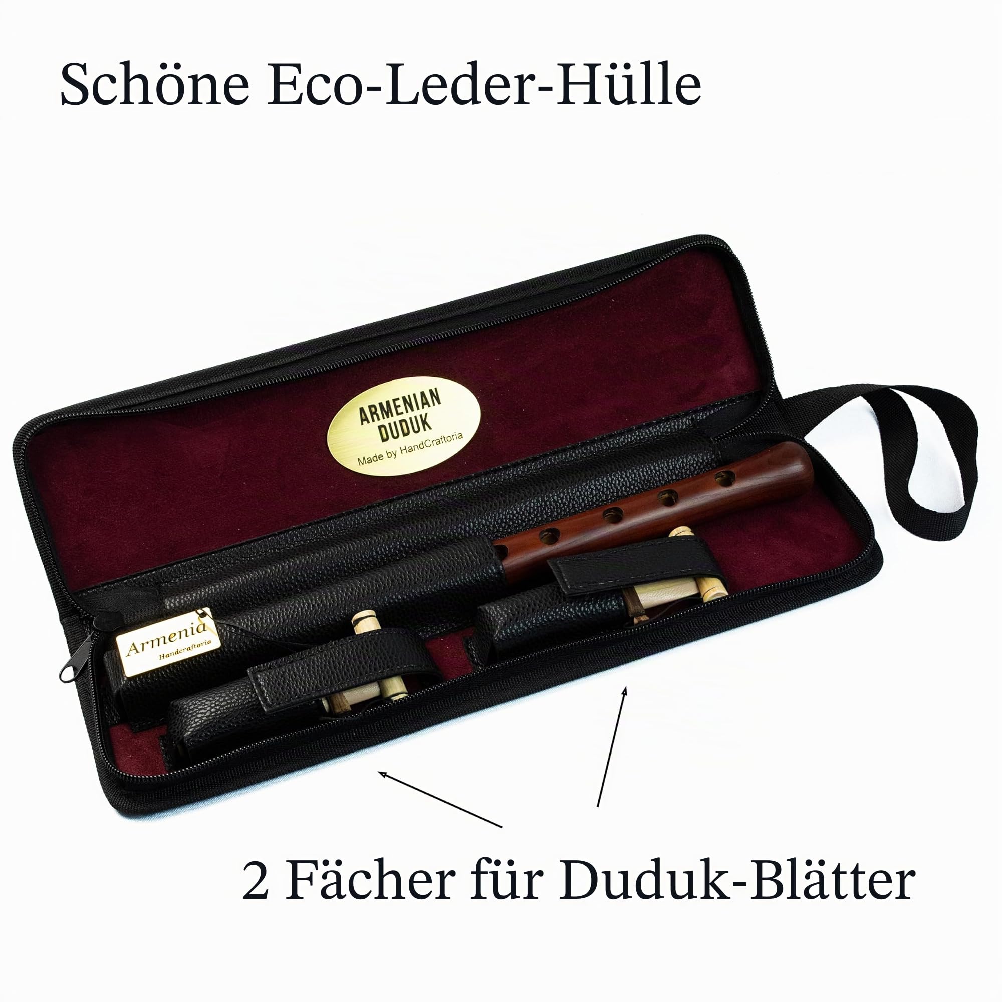 Armenisches Duduk-Instrument aus Aprikosenholz mit Öko-Ledertasche