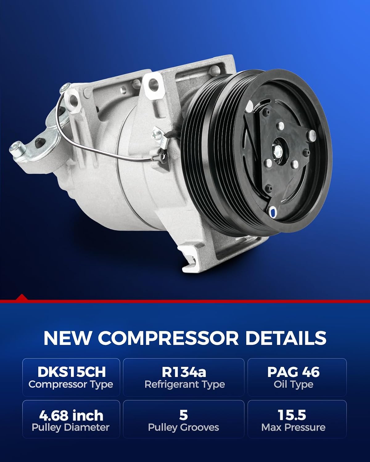 KAX AC Compressor for S40/V50 2005-2011, V70 1999-2000 2.4L, C30 2008-2013 image 4