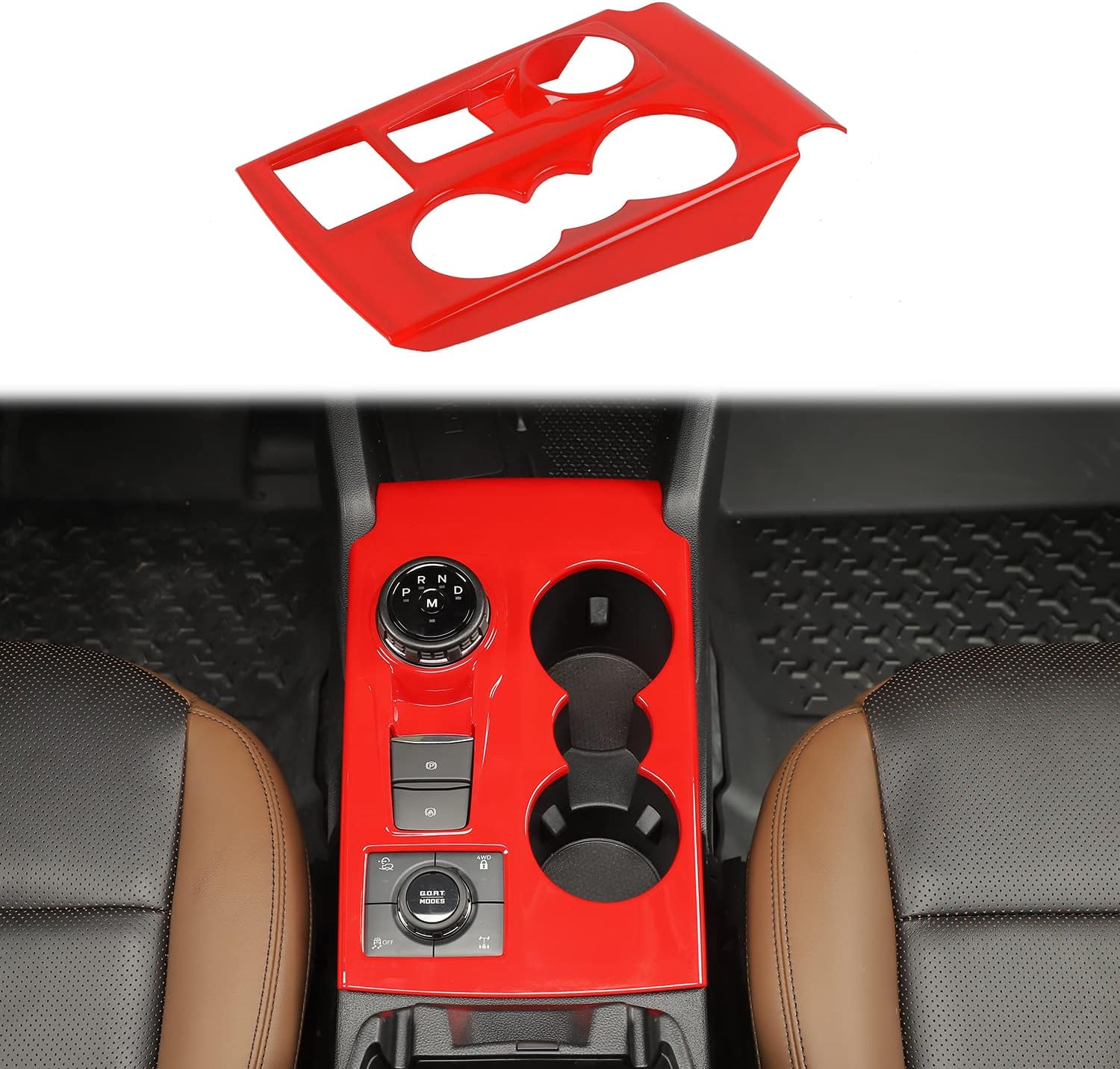 for Bronco Sport Center Console Gear Shift Panel Trim Cover Compatible with Ford Bronco Sport 2021-2024 Red Carbon Fiber Interior Accessories