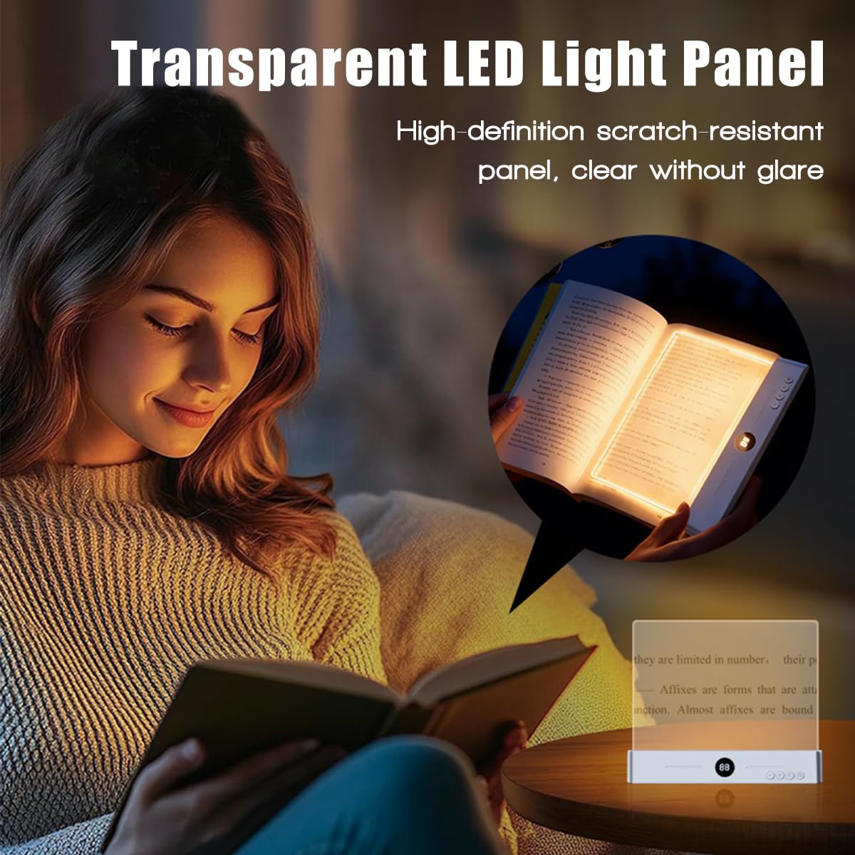 Luce per libro piatta, aggiornamento 2026, scatola del tesoro, lettura a letto di notte con 3 colori e timer, lampada a pannello dimmerabile, luce a pagina intera, regalo per gli amanti dei