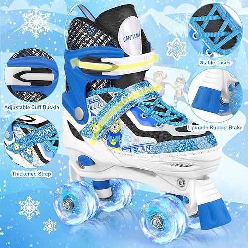 Miniatura 6 de Patines de ruedas para niños y niñas de 4 tamaños ajustables con ruedas iluminadas para niños, adolescentes, principiantes y avanzados, interiores y