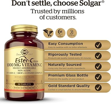 Solgar Ester-C 1000 mg Vitamin C Bioflavonoid Complex, 90 Capsules