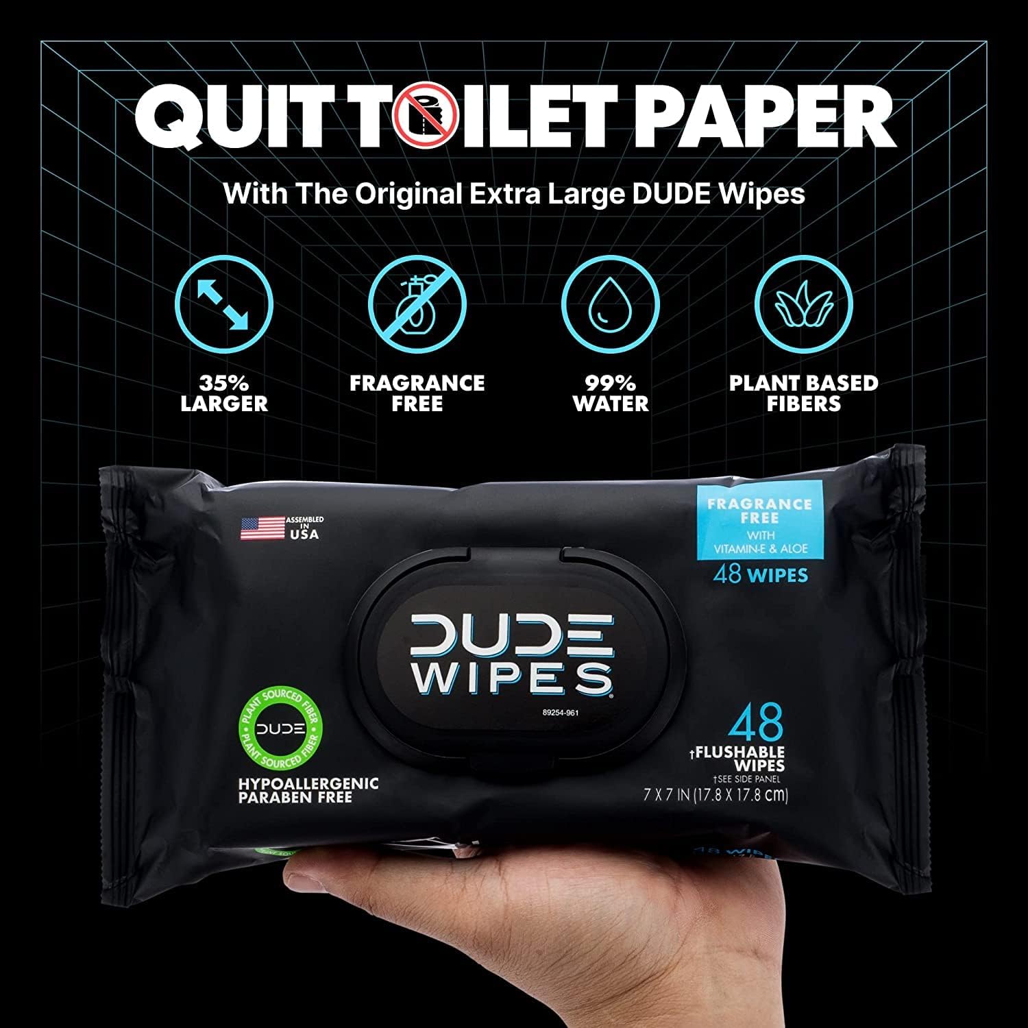 DUDE Wipes - Flushable Wipes (3 Pack, 144 Wipes), Unscented Extra-Large Adult Wet Wipes & DUDE Bombs Deodorizing Toilet Freshener, Fresh Scent (40 Pods)