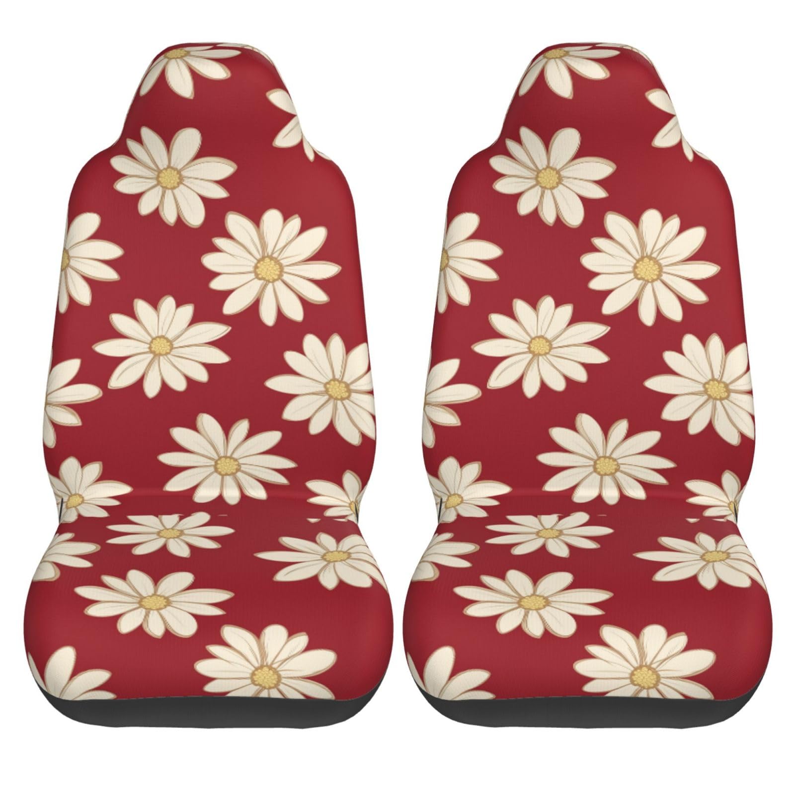Mexpekil 2 coprisedili per auto, motivo margherita, colore beige, protezione completa per sedili auto, accessori per interni auto, per uomini e donne