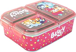 Bluey Kids Childrens Multi Compartment Rectangular School Travel Lunch Food Box Sandwich Bento Container, BPA Free