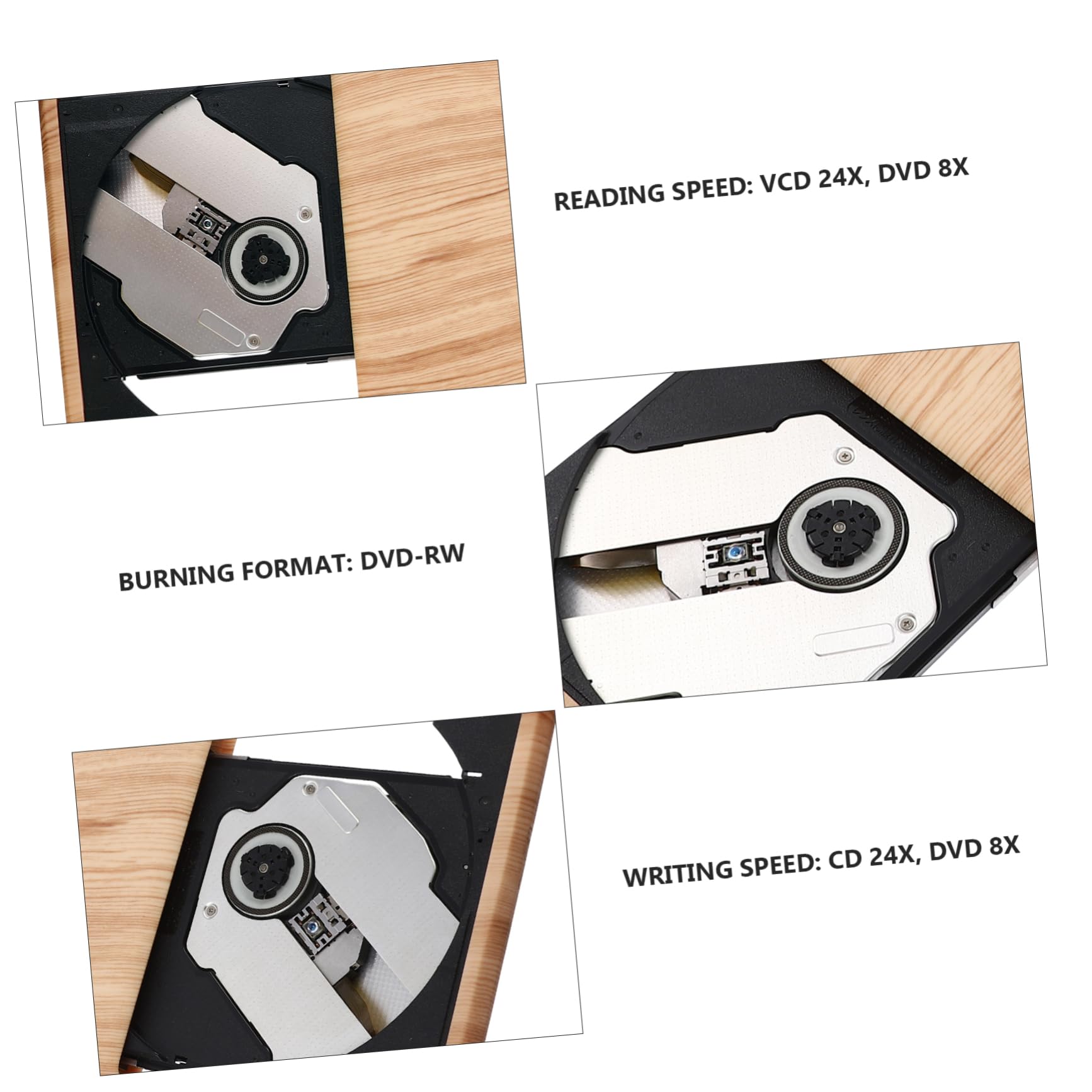 OSALADI USB External Cd DVD Writer Grain Design Type-c Compatible Portable Optical Drive for Data Backup Music Playback and File Burning