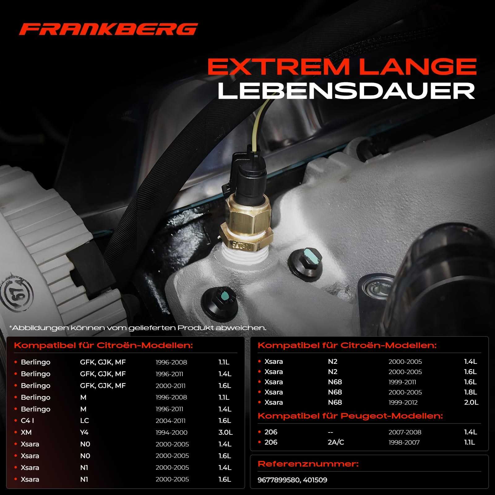 Frankberg Öldruckschalter Öldrucksensor 2-Polig für 206 307 406 Partner C4 I XM Xsara Berlingo 1.1L-3.0L 1994-2015 401509