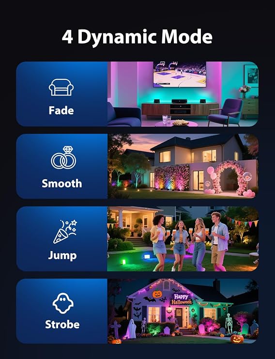 Onforu RGBW Flood Lights Outdoor Remote Control, Color Changing LED Landscape Lights, IP65 Waterproof Uplights for Events, Uplighting for Halloween Christmas Garden Yard Party, Wired 6 Pack 60W
