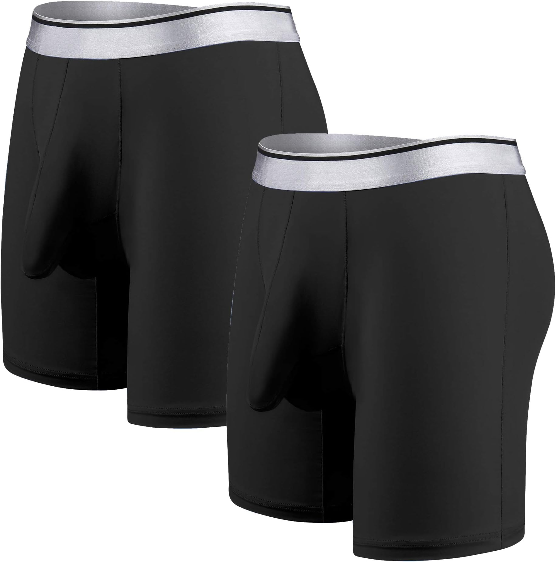 Men's Underwear Silky Smooth Boxer Briefs Long Leg Quick Dry Boxer Briefs with Separate Pouch