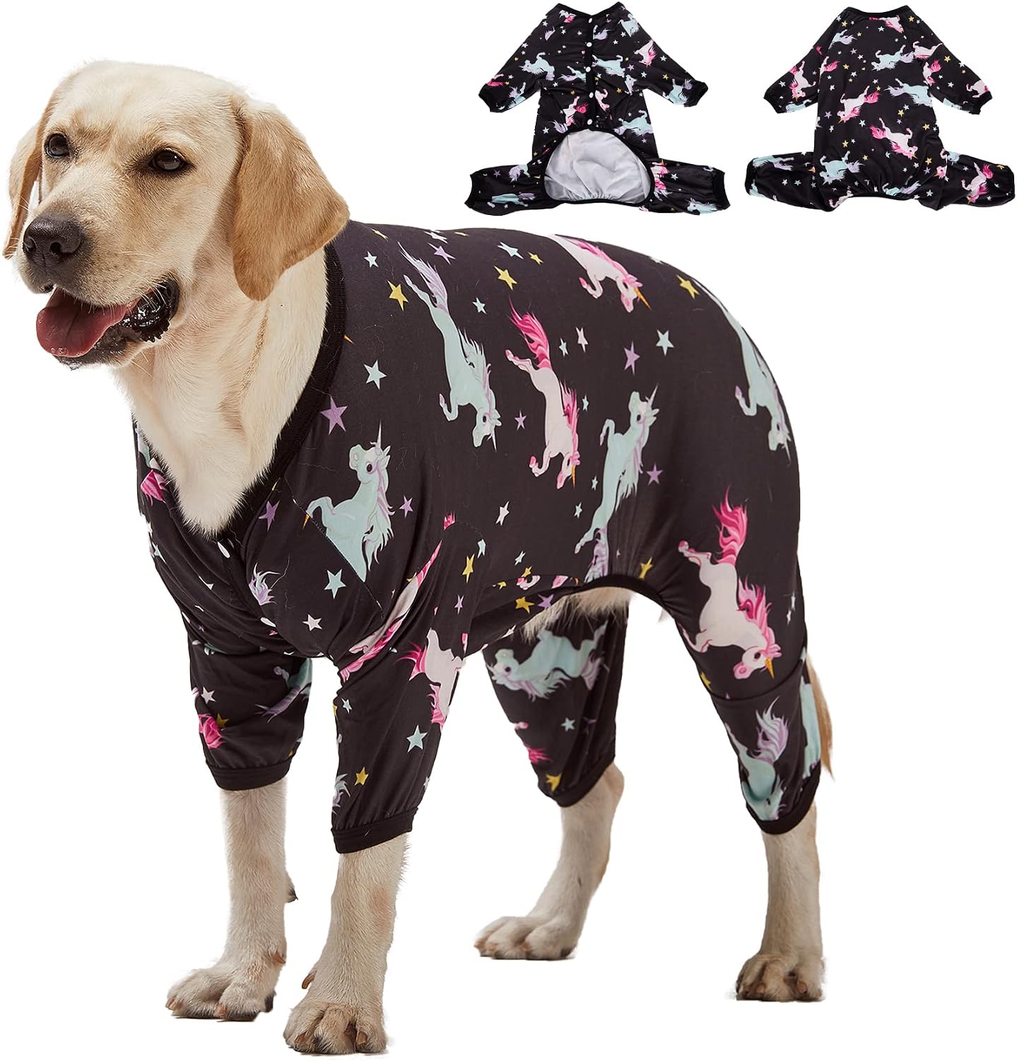 LovinPet Hunde-Pyjama Für Große Hunde – Weltraum-Schnee-Muster, Leichter Ganzkörper-Schlafanzug