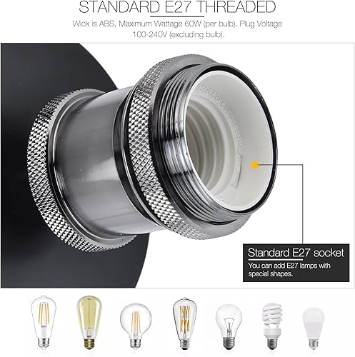 Miniatura 4 de Soporte de caja de salida de una pieza, E26 E27 Base de porcelana Soporte de lámpara de iluminación con parte superior con cable para cocina,