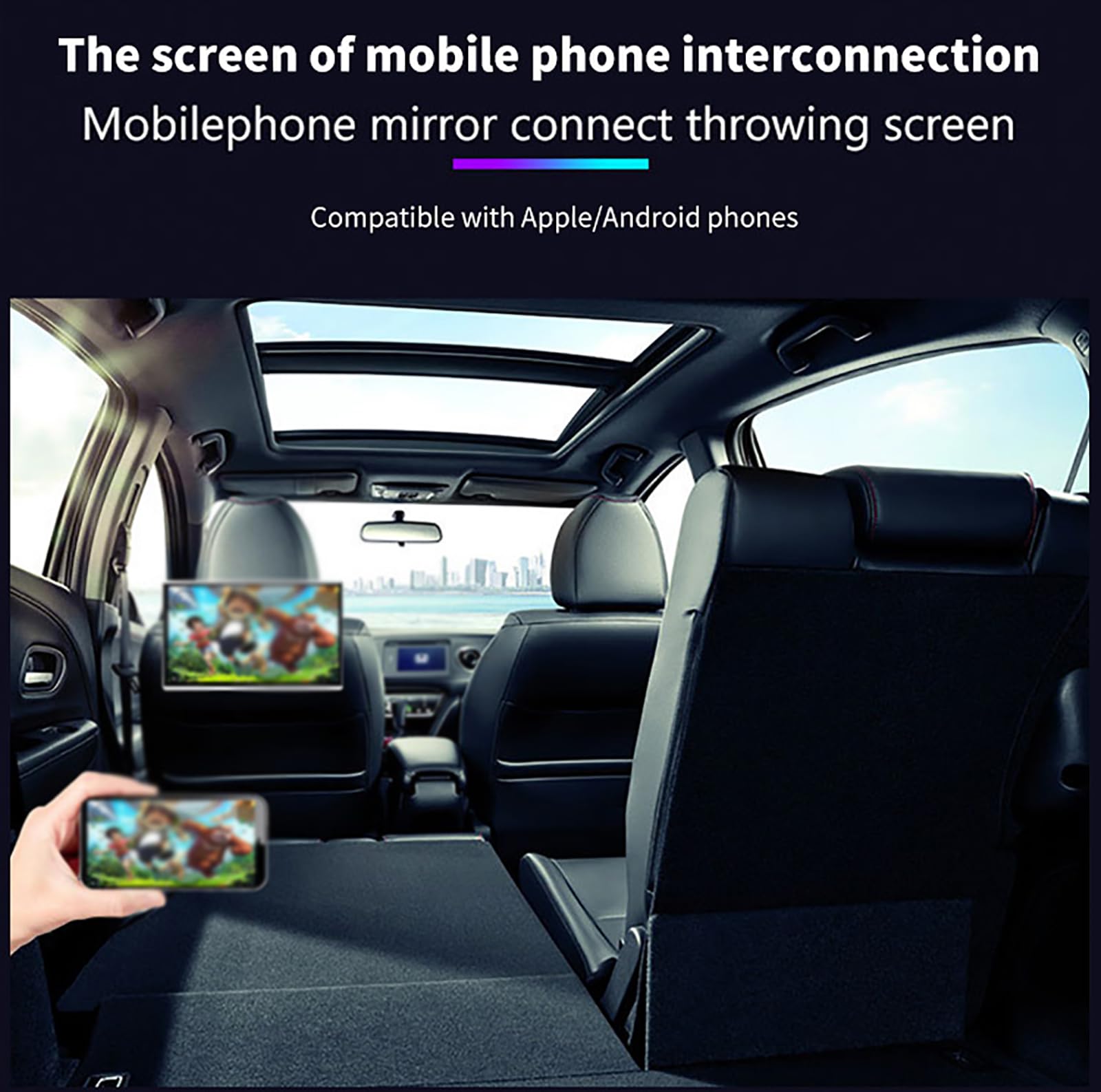 Lettori Video per Poggiatesta Auto 2+32g, Lettore Dvd Portatile da 12,5 Pollici per Auto, Touch Screen, con Luce Ambientale, Riproduzione Video HD 8K, 4 Formati di Riproduzione,1PCS,White
