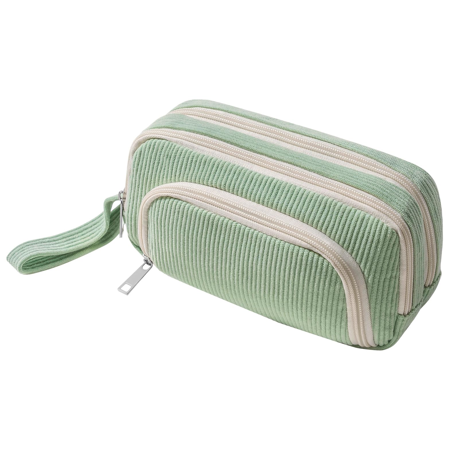 Pencil Case for Girls with 3 Compartments, Cute Pencil Cases Large, Green