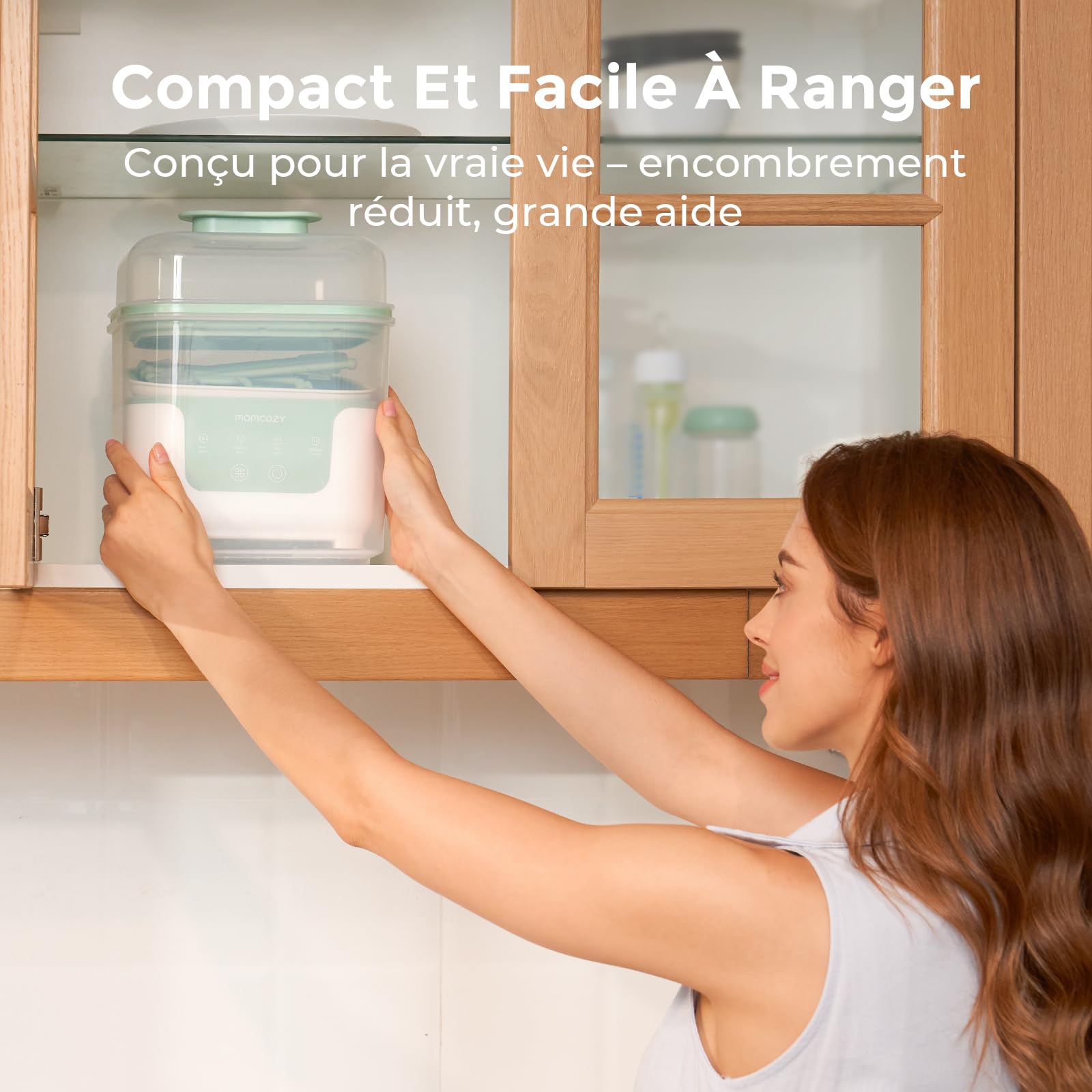 Momcozy Stérilisateur Séchoir 4-en-1, 6 Biberons, Compact, Électrique | Tire-lait et Accessoires, Nouveau-né, Sans BPA, Hygiène, Automatique, Bébé, Cadeau, Lot, Silencieux, Rapide, Sûr, Voyage
