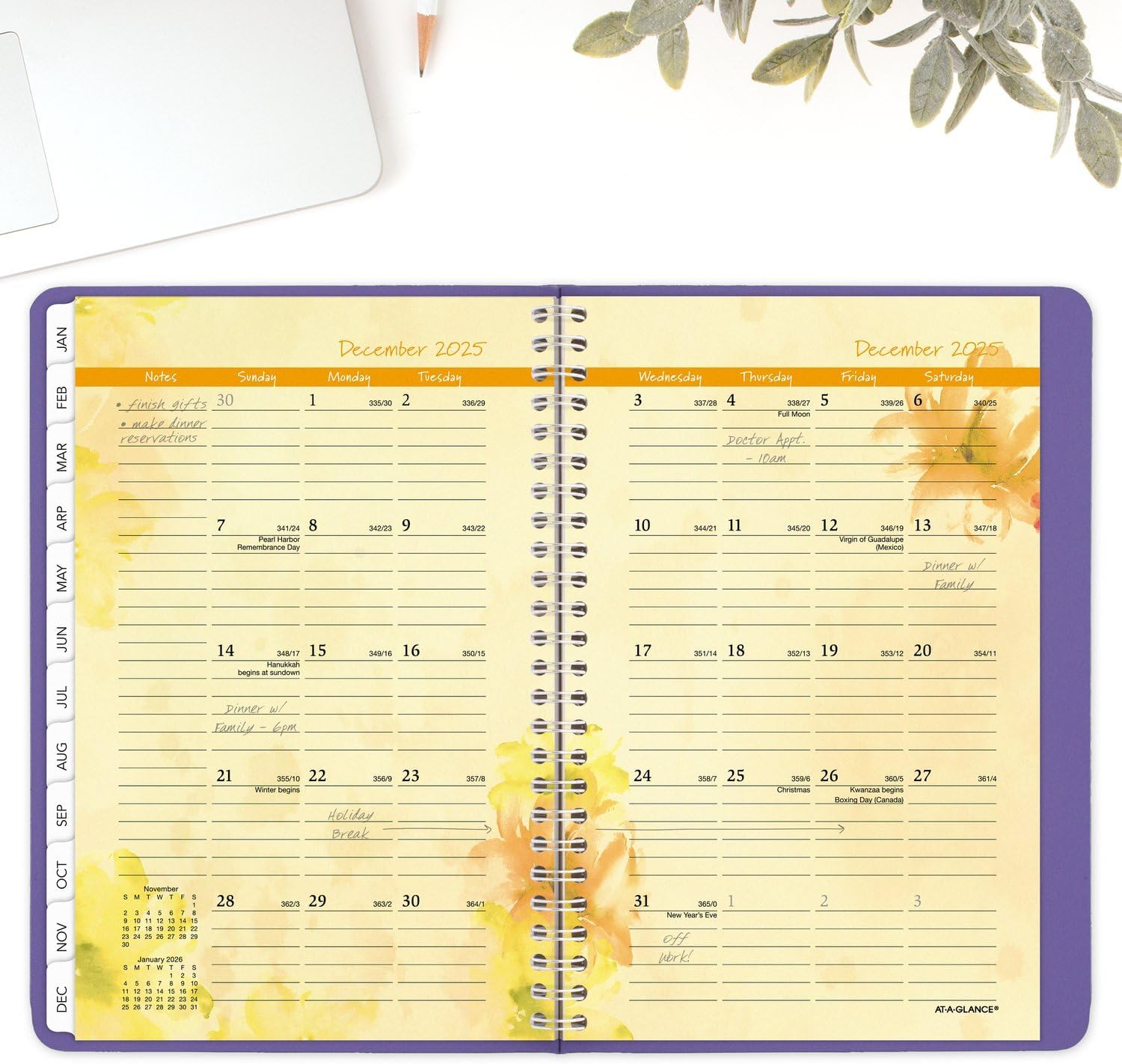 AT-A-GLANCE 2025 Appointment Book Planner, Weekly & Monthly, 5-1/2" x 8-1/2", Small, Beautiful Day, Lavender (938P-200-25)