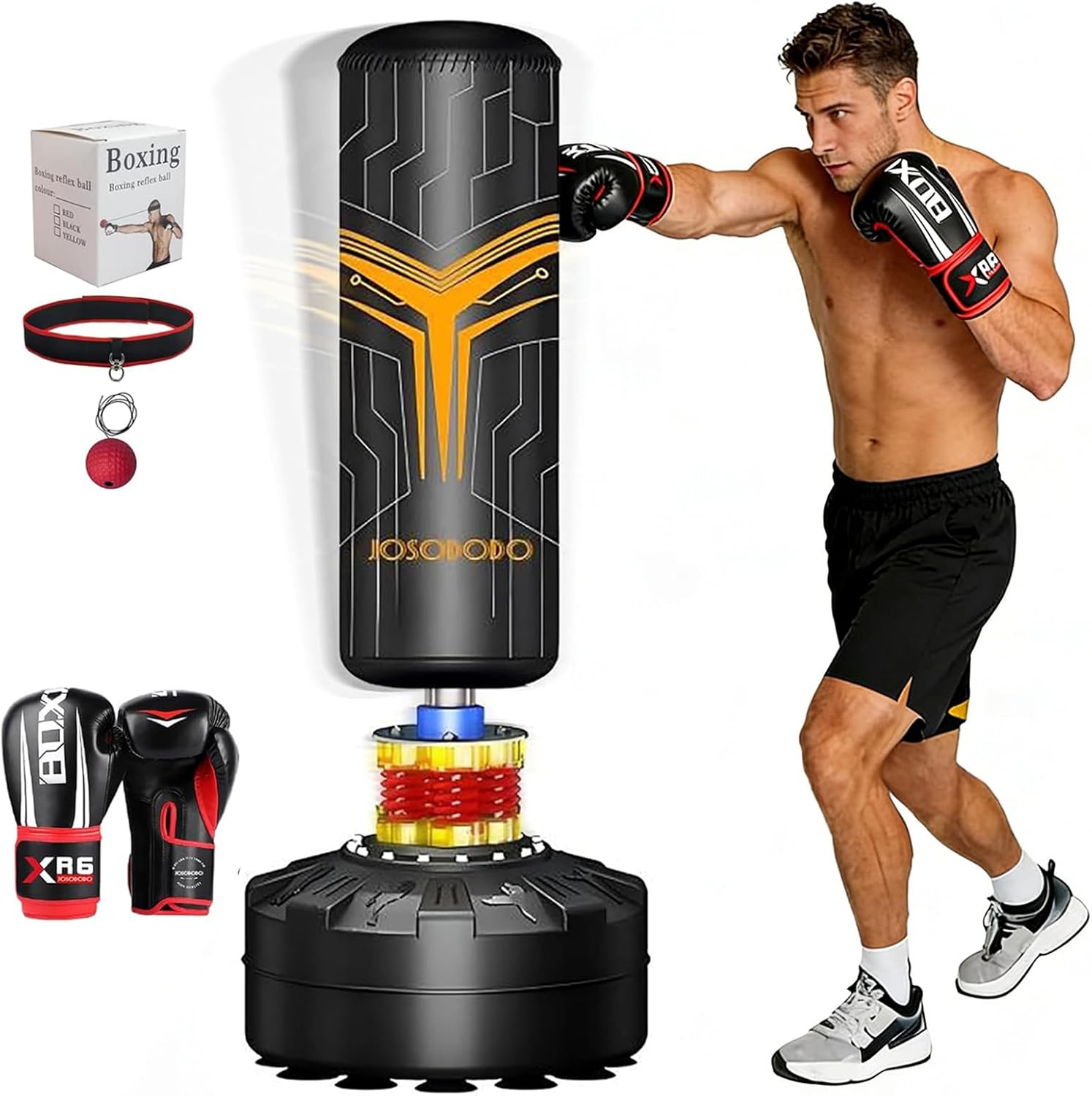 Freestanding Heavy Punching Bag，Boxing Bag with Stand & Gloves，Standing Kickboxing Bag with Suction Cup Base for Home Office Gym Boxing Equipment