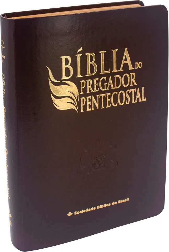 Bíblia Pregador Pentecostal tamanho médio capa marrom nobre | SBB | Bíblia do Pregador Pentecostal - Capa em couro sintético: Almeida Revista e Corrigida (ARC)
