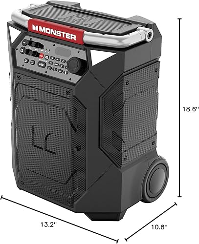 Miniatura 7 de Monster Rockin' Roller 360 - Altavoz Bluetooth portátil para interiores y exteriores, hasta 240 W de sonido de 360 grados y hasta 100 horas de