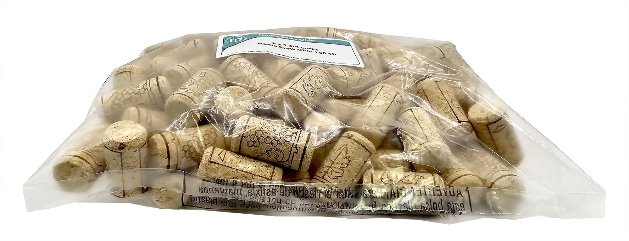 8 x 1 3/4 corchos de vino rectos de primera calidad 44 x 22 mm 100/bolsa